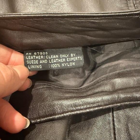 VTG Pia Rucci Brown Leather Midi Skirt A-Line Espresso Sz 12 Grunge Whimsygoth - Picture 6 of 10